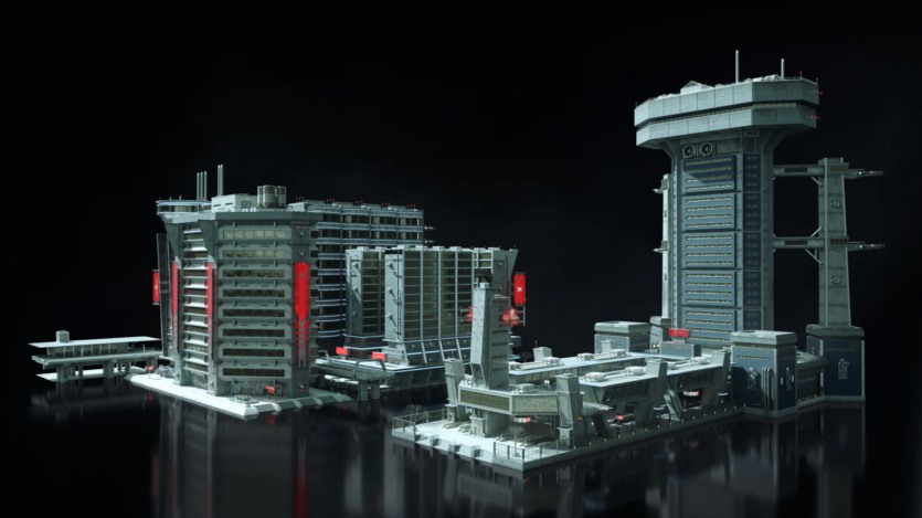 野兽派美学建筑未来科幻灰白高楼大厦3D模型 Kitbash3D - Brutalist 2055