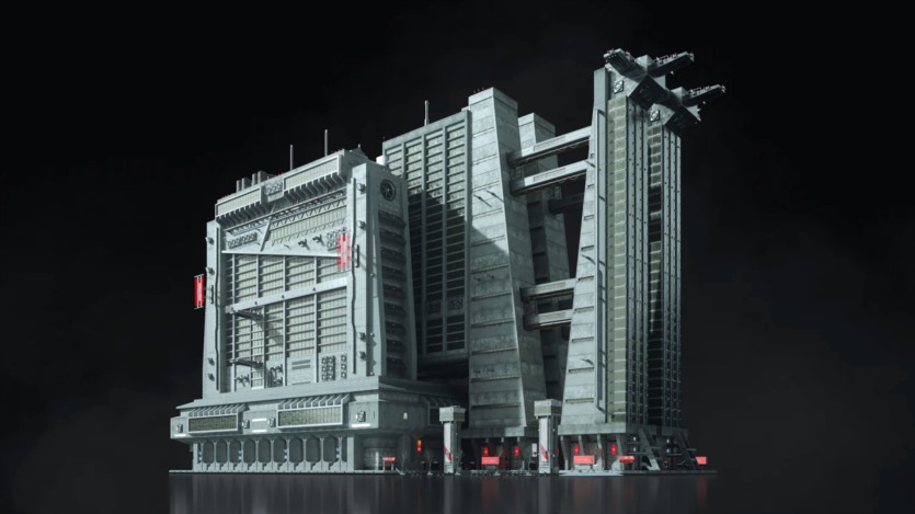 野兽派美学建筑未来科幻灰白高楼大厦3D模型 Kitbash3D - Brutalist 2055