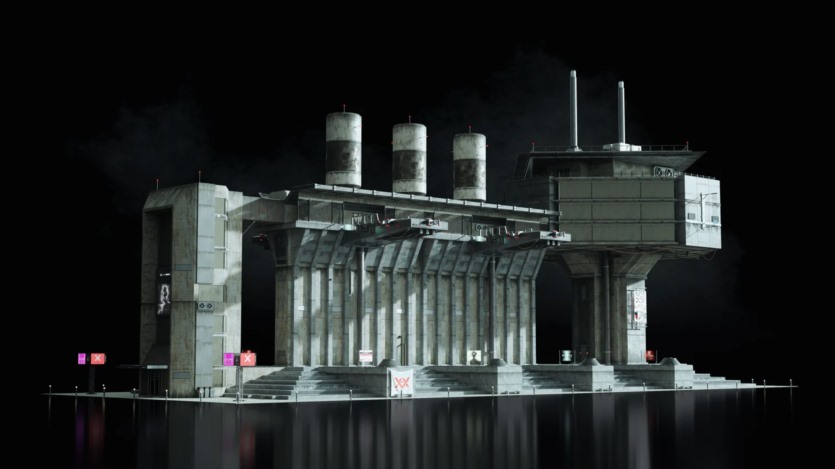 野兽派美学建筑未来科幻灰白高楼大厦3D模型 Kitbash3D - Brutalist 2055