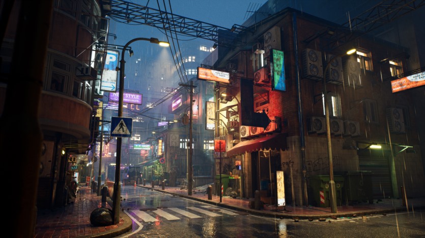 UE虚幻引擎 雨天霓虹街道模块化套件 Rainy Neon Streets