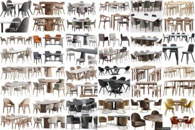 3Dsky Pro 59套餐桌椅组合3Dmax模型合集