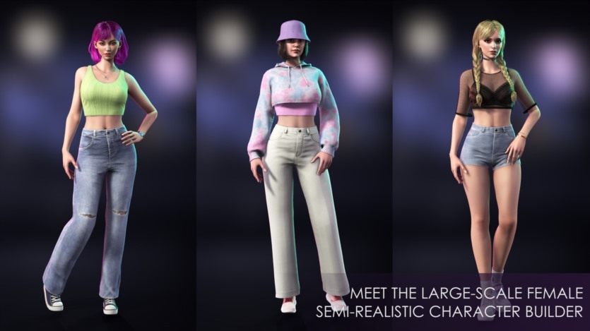 UE休闲装女孩街头服饰现代写实风格女性角色资产 Casual Wear Girls Pack 1 - Streetwear Modern Realistic Stylized Woman Character
