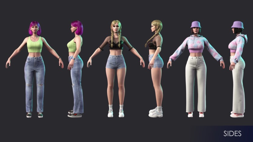 UE休闲装女孩街头服饰现代写实风格女性角色资产 Casual Wear Girls Pack 1 - Streetwear Modern Realistic Stylized Woman Character