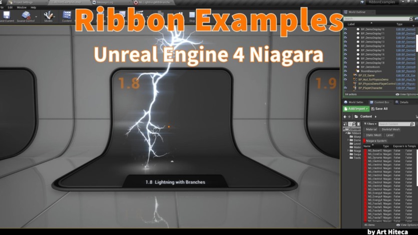 UE虚幻引擎尼亚加拉丝带闪电特效 Niagara Ribbon examples