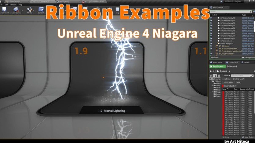 UE虚幻引擎尼亚加拉丝带闪电特效 Niagara Ribbon examples