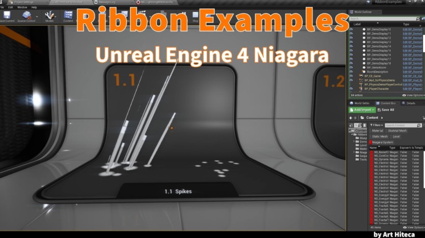UE虚幻引擎尼亚加拉丝带闪电特效 Niagara Ribbon examples
