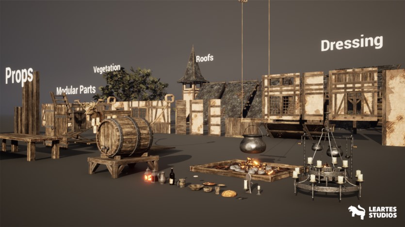 UE中世纪酒馆ULAT模块化中世纪室内外资产 Medieval Tavern + ULAT ( Modular , Medieval Interior Exterior , Medieval )