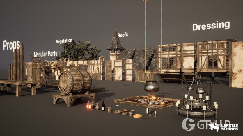 UE中世纪酒馆ULAT模块化中世纪室内外资产 Medieval Tavern + ULAT ( Modular , Medieval Interior Exterior , Medieval )