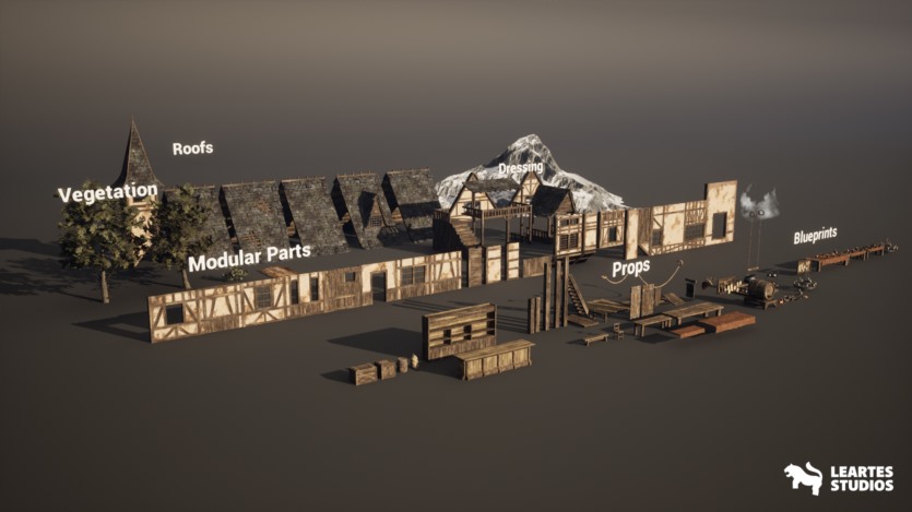 UE中世纪酒馆ULAT模块化中世纪室内外资产 Medieval Tavern + ULAT ( Modular , Medieval Interior Exterior , Medieval )
