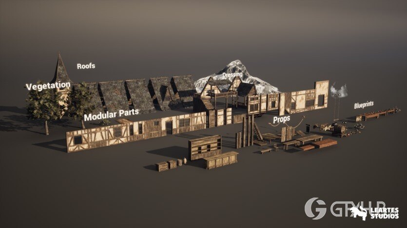 UE中世纪酒馆ULAT模块化中世纪室内外资产 Medieval Tavern + ULAT ( Modular , Medieval Interior Exterior , Medieval )