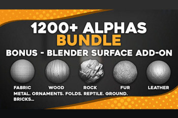 1200+ Alpha黑白深度贴图 1200+ Alphas Bundle for ZBrush Bledner Surface