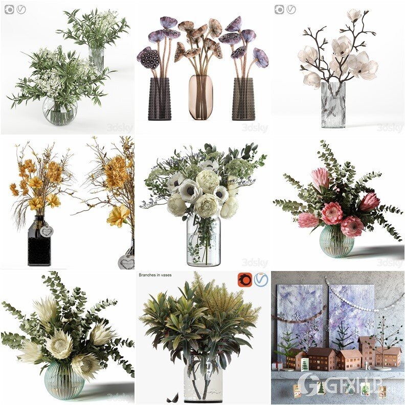 3DSky Pro 110套陈设摆件装饰饰品3D模型合集