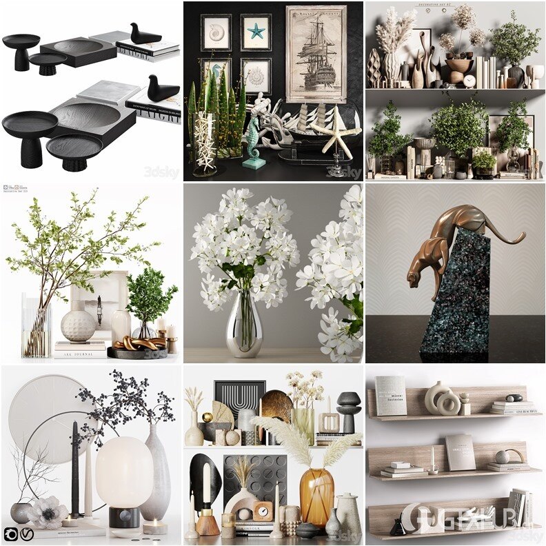 3DSky Pro 110套陈设摆件装饰饰品3D模型合集