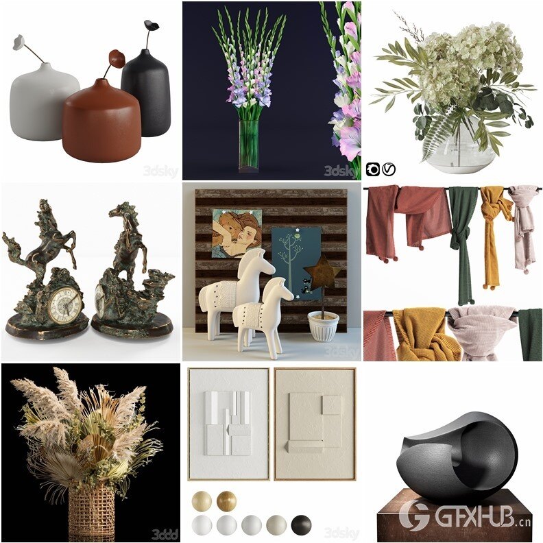 3DSky Pro 110套陈设摆件装饰饰品3D模型合集