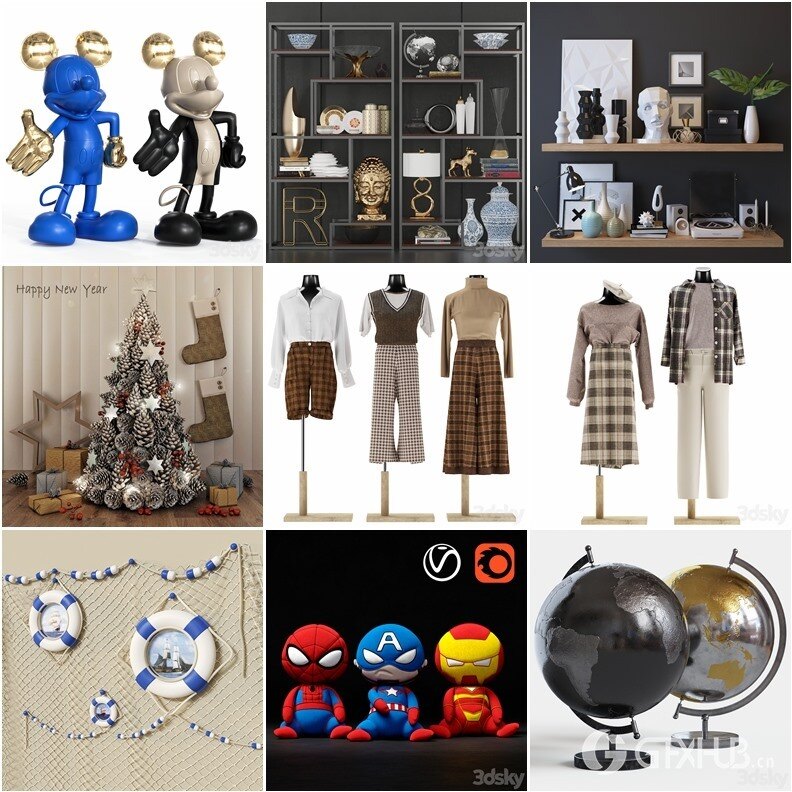 3DSky Pro 110套陈设摆件装饰饰品3D模型合集