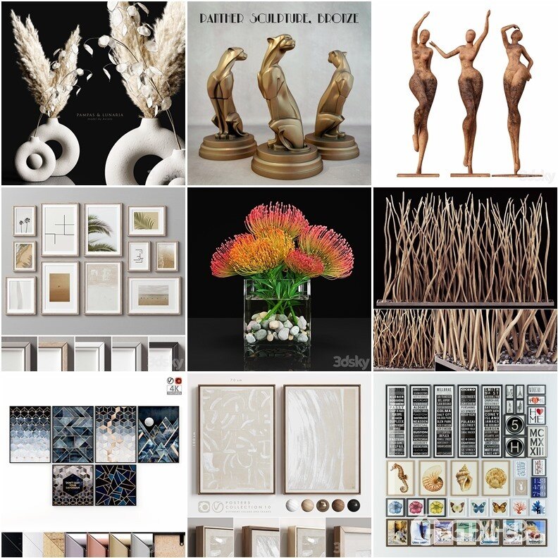 3DSky Pro 110套陈设摆件装饰饰品3D模型合集