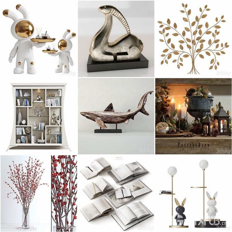 3DSky Pro 110套陈设摆件装饰饰品3D模型合集