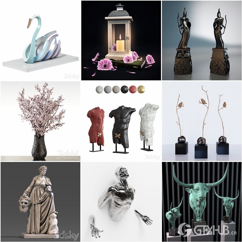 3DSky Pro 110套陈设摆件装饰饰品3D模型合集