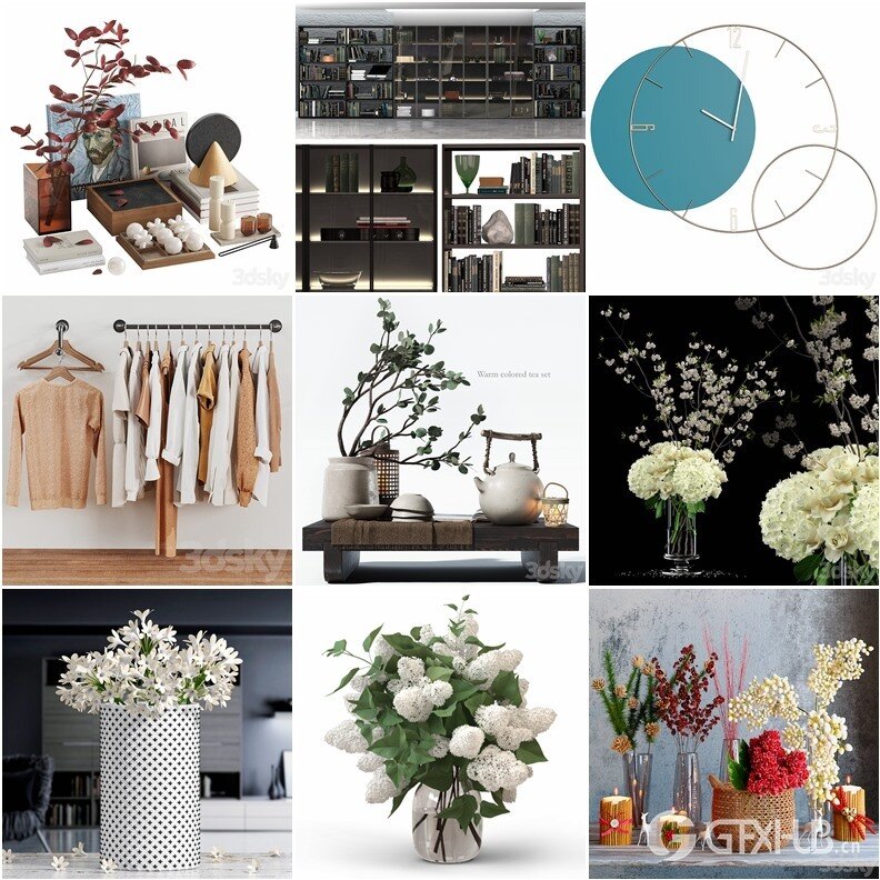 3DSky Pro 110套陈设摆件装饰饰品3D模型合集