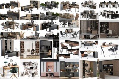 3DSky Pro 电脑桌办公桌办公家具100套合集