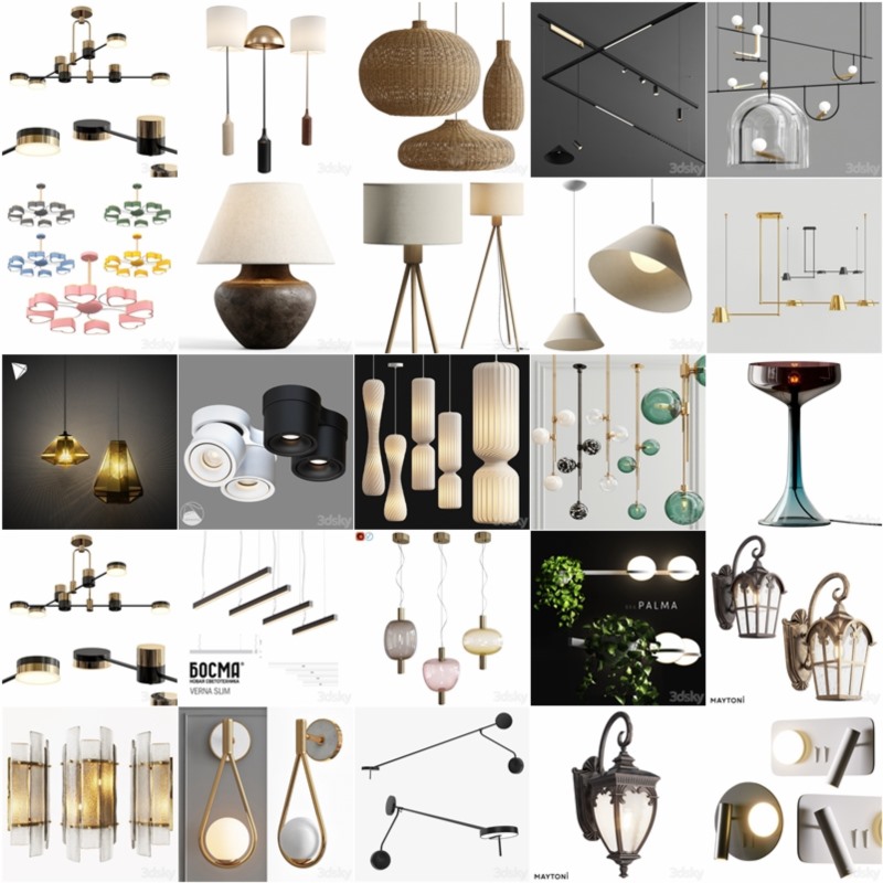 124套高精度灯具3D模型合集 3DSky PRO 124 Lamp 3D model collection