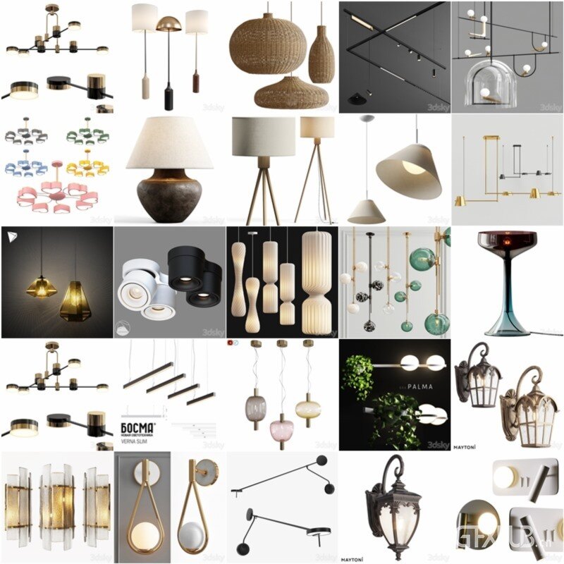 124套高精度灯具3D模型合集 3DSky PRO 124 Lamp 3D model collection