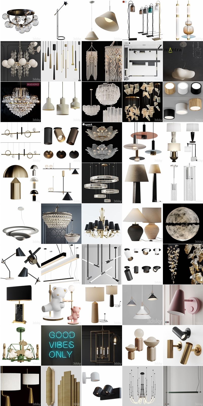 124套高精度灯具3D模型合集 3DSky PRO 124 Lamp 3D model collection