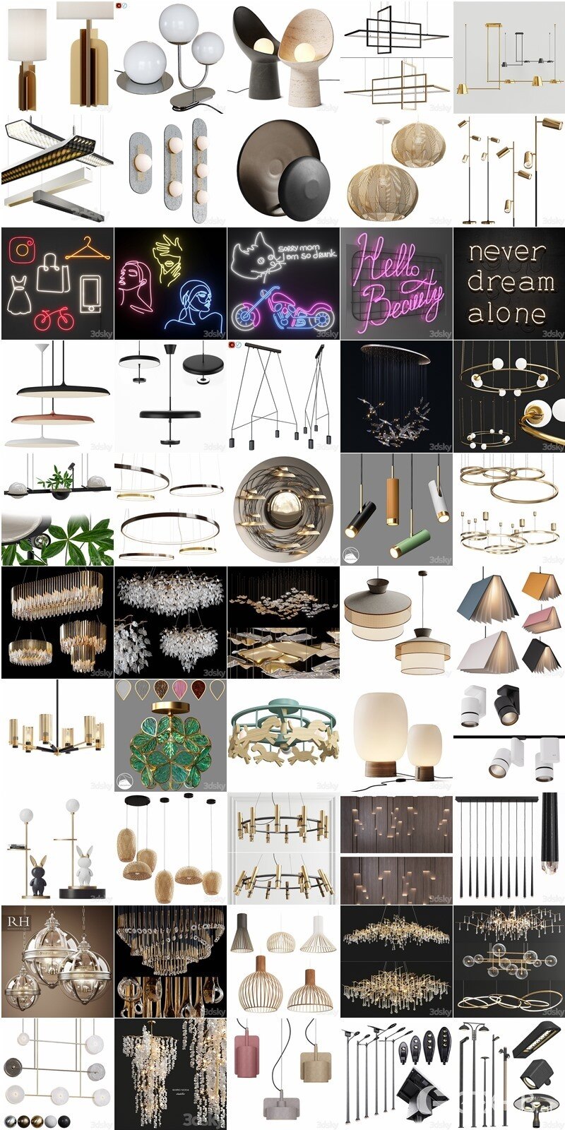 124套高精度灯具3D模型合集 3DSky PRO 124 Lamp 3D model collection