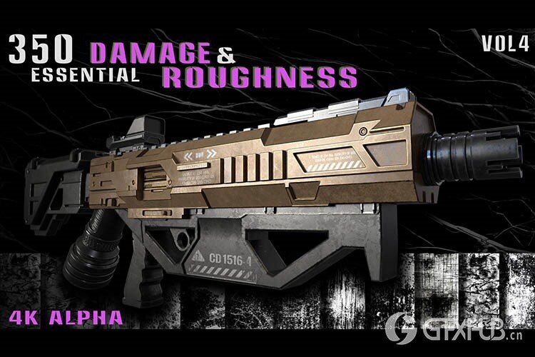 350个4K损伤和粗糙度缺陷Alpha贴图 350 Essential Damage & Imperfection Alpha_Vol.4