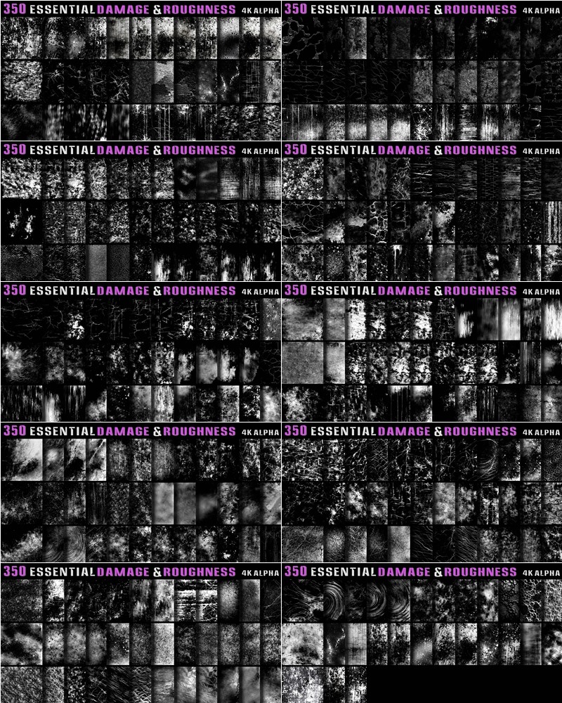 350个4K损伤和粗糙度缺陷Alpha贴图 350 Essential Damage & Imperfection Alpha_Vol.4