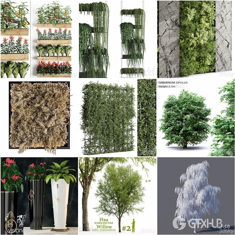 83套植物树木盆栽3D模型合集 3DSky Pro 83 Plants 3D Models Collection