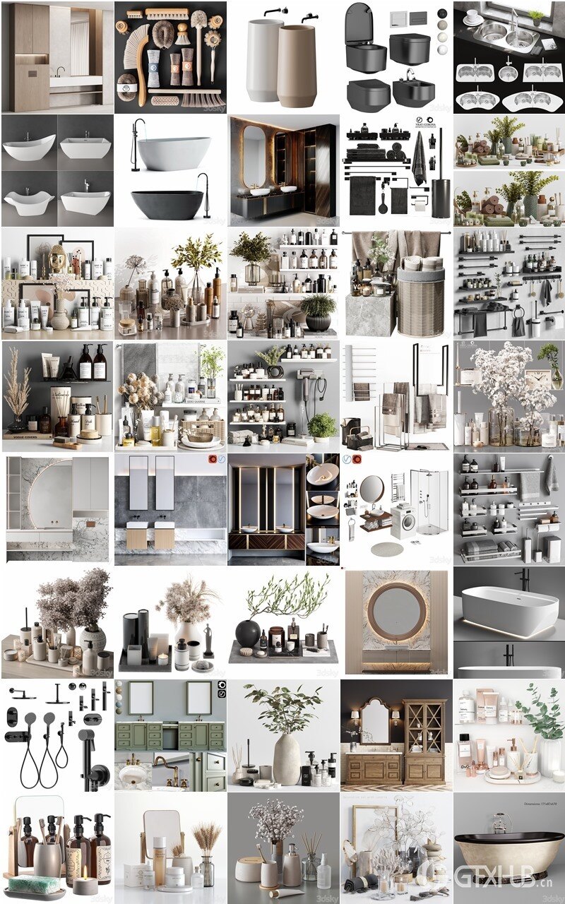 3dsky Pro 室内家具沙发椅子床具桌台浴室客厅背景墙3D模型合辑2024年3月第一季 | 380套 | 21.8GB