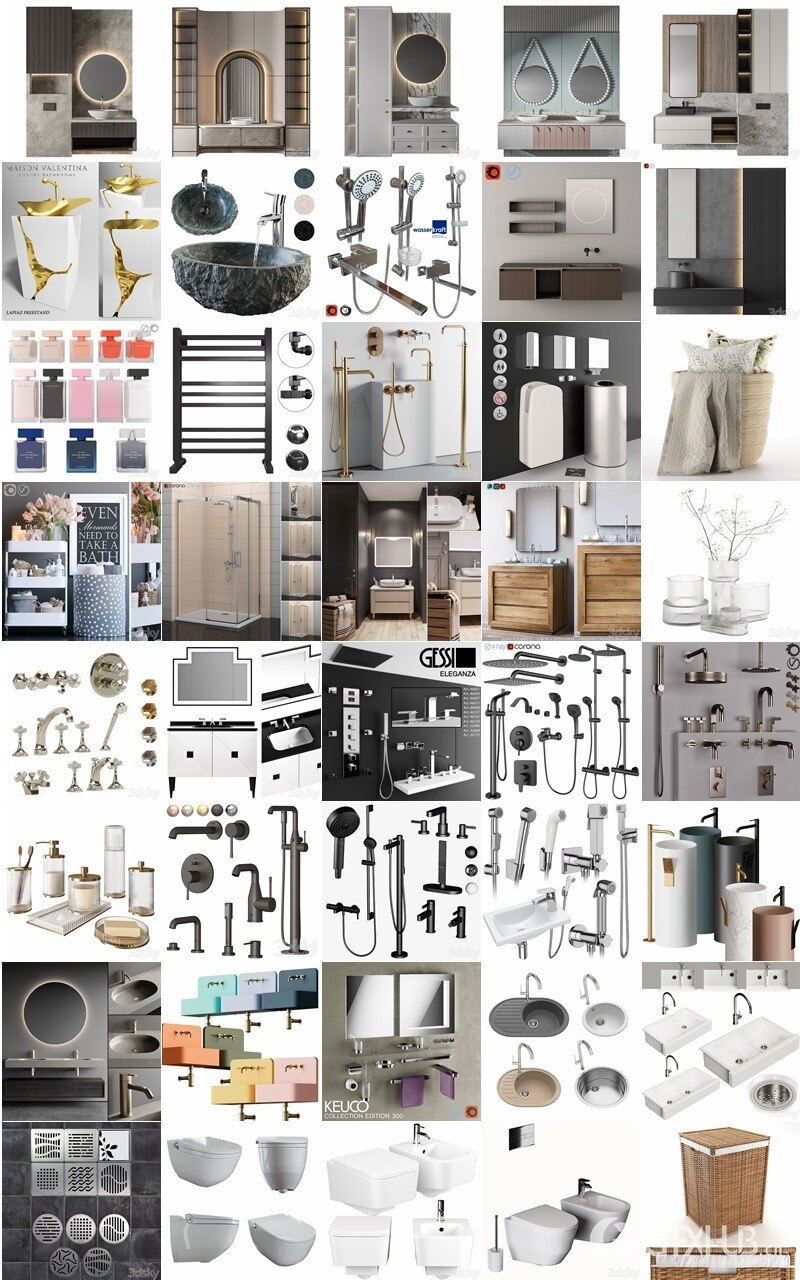 3dsky Pro 室内家具沙发椅子床具桌台浴室客厅背景墙3D模型合辑2024年3月第一季 | 380套 | 21.8GB