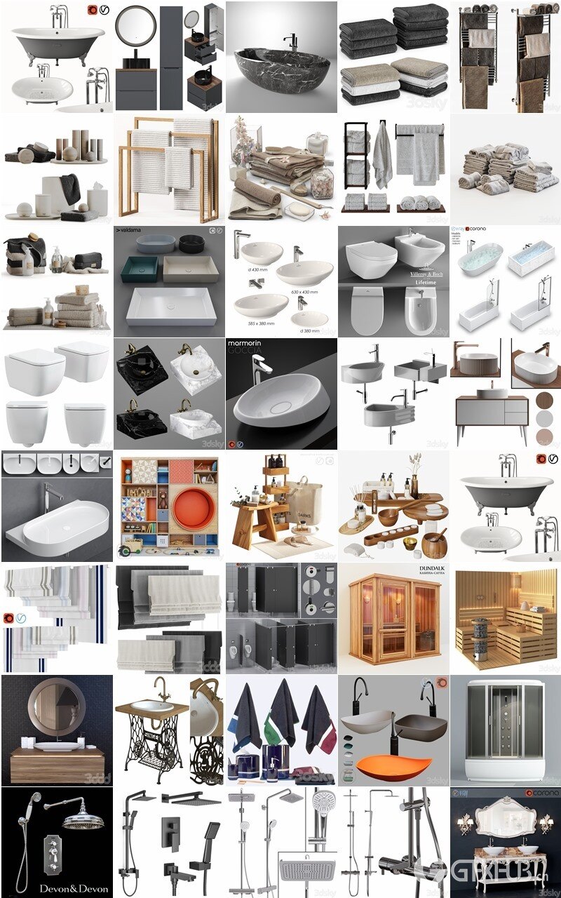 3dsky Pro 室内家具沙发椅子床具桌台浴室客厅背景墙3D模型合辑2024年3月第一季 | 380套 | 21.8GB