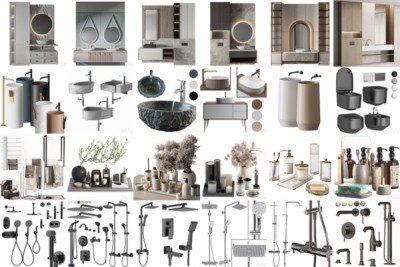 3Dsky Pro 120套卫生间花洒台盆淋浴洗漱用品3D模型合集