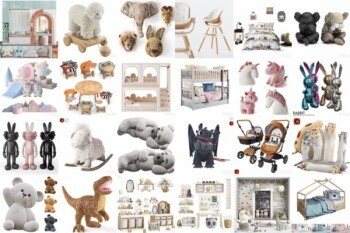 3DSky Pro 80套儿童家具玩具3D模型合集