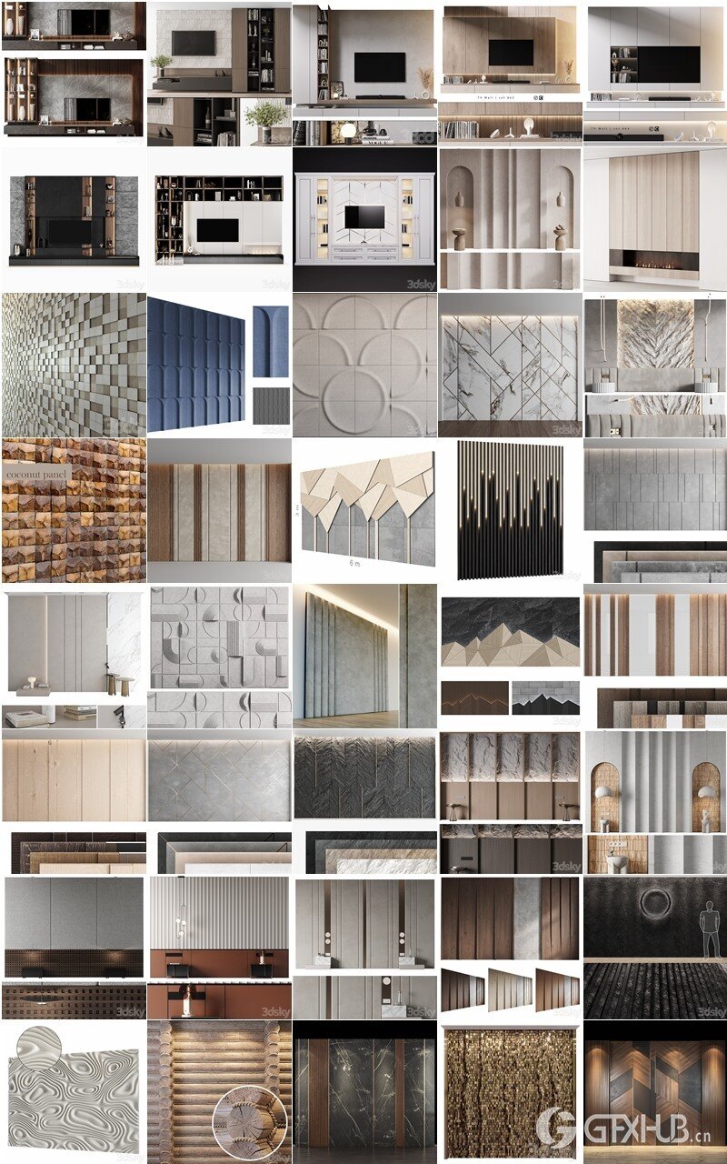 3dsky Pro 室内家具沙发椅子床具桌台浴室客厅背景墙3D模型合辑2024年3月第一季 | 380套 | 21.8GB