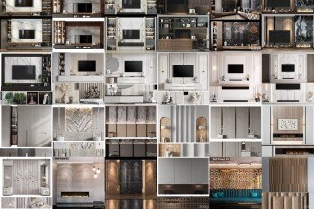 3Dsky Pro 110套国外电视柜3D背景墙形象墙3DMax模型合集