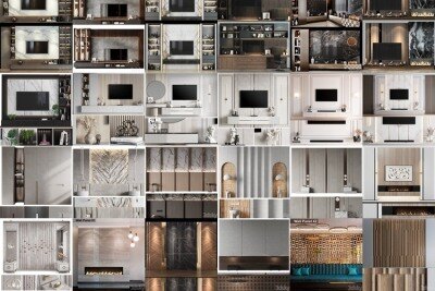 3Dsky Pro 110套国外电视柜3D背景墙形象墙3DMax模型合集