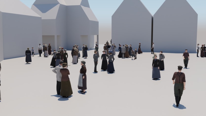 19世纪欧洲三维角色人物3D模型 3D 19th century low poly crowd with Anima file model