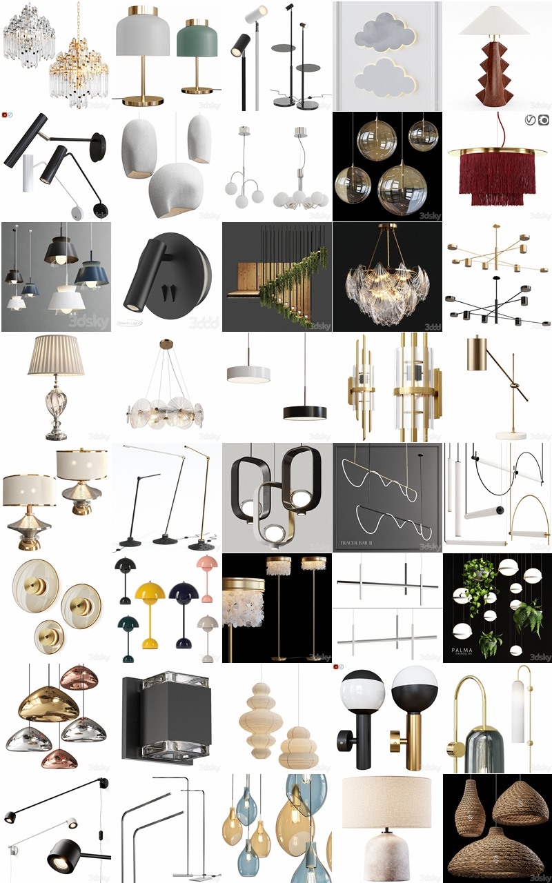 139套高精度灯具3D模型合集 3DSky PRO 139 Lamp 3D model collection