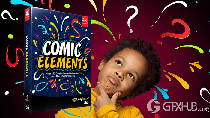 250个动漫卡通二维MG动画特效+AE工程 V36：Comic Elements
