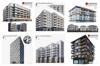 3DSky Pro 100套国外高精度建筑住宅别墅厂房建筑小品3D模型合集