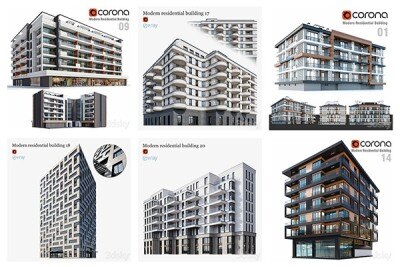 3DSky Pro 100套国外高精度建筑住宅别墅厂房建筑小品3D模型合集