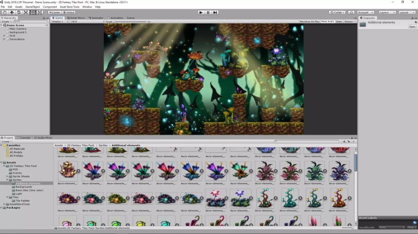 幻想森林手绘2D主题装饰品 2D Tile Pack - Fantasy Forest v1.0