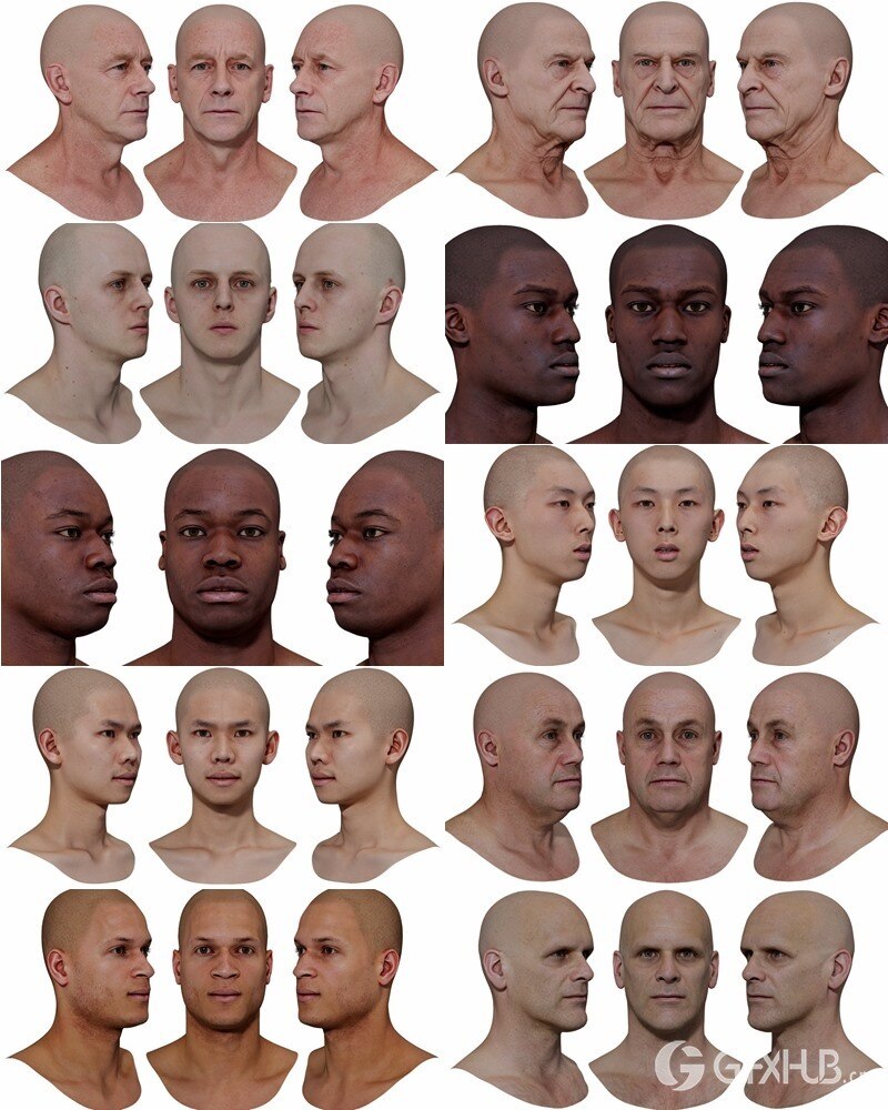 78个男女高清头部扫描3D模型 3D Scan Store - Male & Female 78x HD Head Scans Bundle