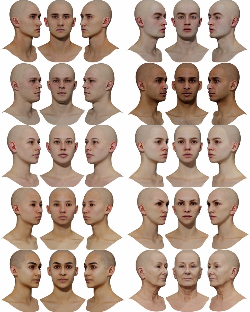 78个男女高清头部扫描3D模型 3D Scan Store - Male & Female 78x HD Head Scans Bundle