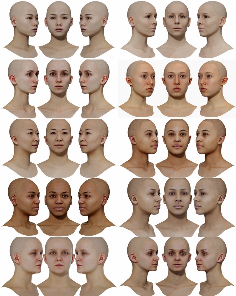 78个男女高清头部扫描3D模型 3D Scan Store - Male & Female 78x HD Head Scans Bundle