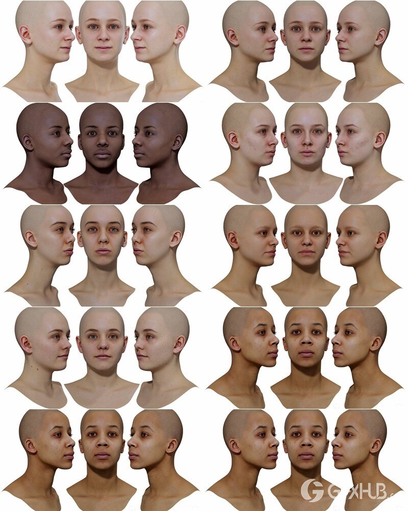 78个男女高清头部扫描3D模型 3D Scan Store - Male & Female 78x HD Head Scans Bundle