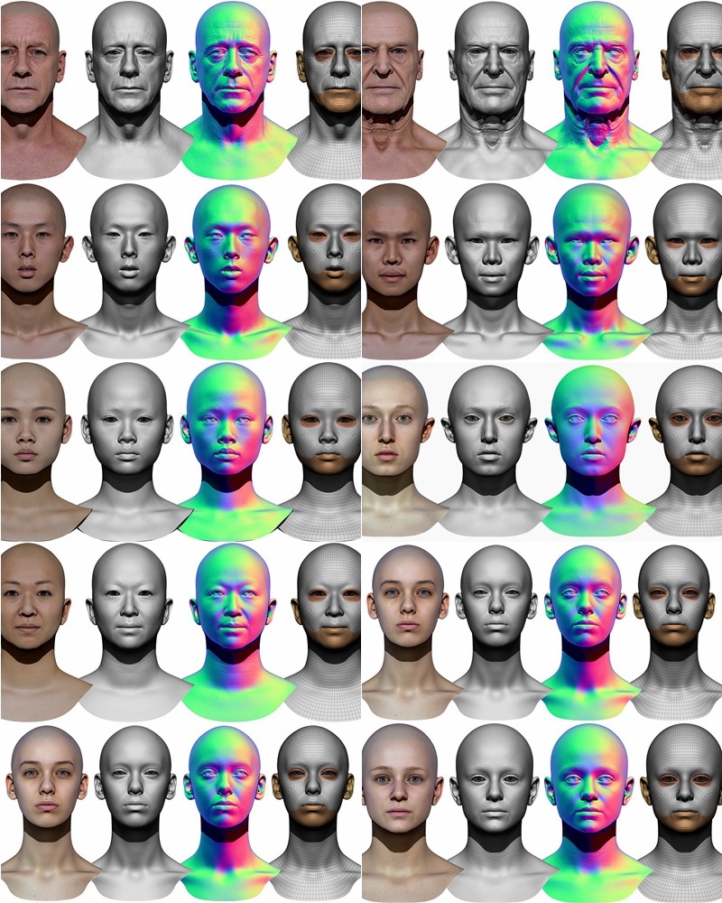 78个男女高清头部扫描3D模型 3D Scan Store - Male & Female 78x HD Head Scans Bundle
